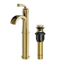 FORIOUS Pro Waterfall Bathroom Faucet Gold w/ Drain & Deckplate