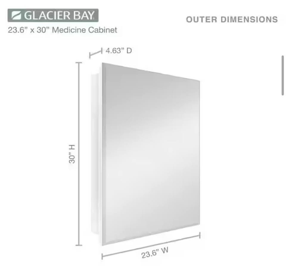 Glacier Bay 23.6” x 30” Medicine Cabinet w/ Mirror