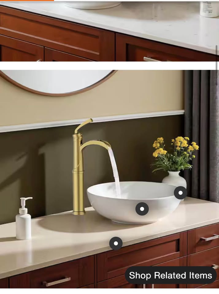 FORIOUS Pro Waterfall Bathroom Faucet Gold w/ Drain & Deckplate
