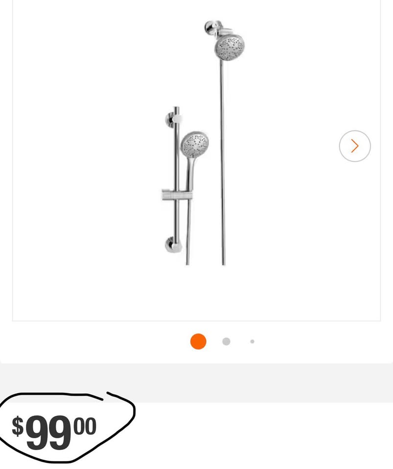 Glacier Bay Dual Shower Head Wall Bar 6-Spray 1.8 GPM Chrome 4.5”