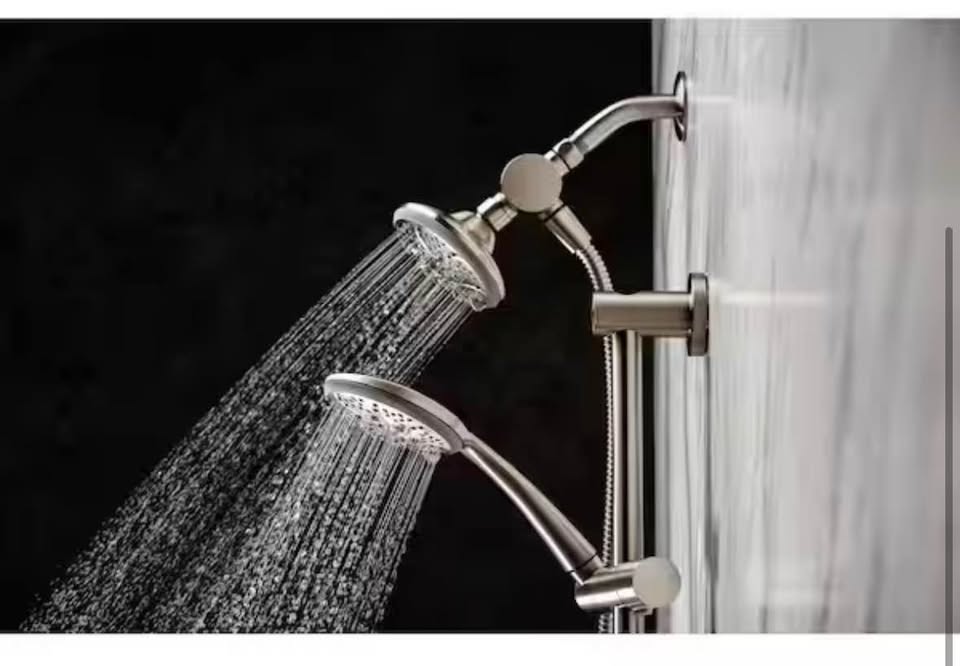 Glacier Bay Dual Shower Head Wall Bar 6-Spray 1.8 GPM Chrome 4.5”