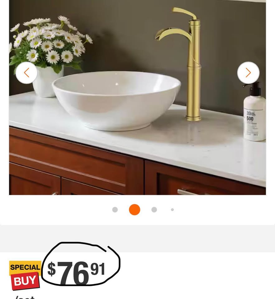 FORIOUS Pro Waterfall Bathroom Faucet Gold w/ Drain & Deckplate