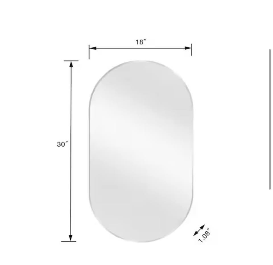 Glacier Bay 18” x 30” Oval Bathroom Vanity Mirror Silver Frame