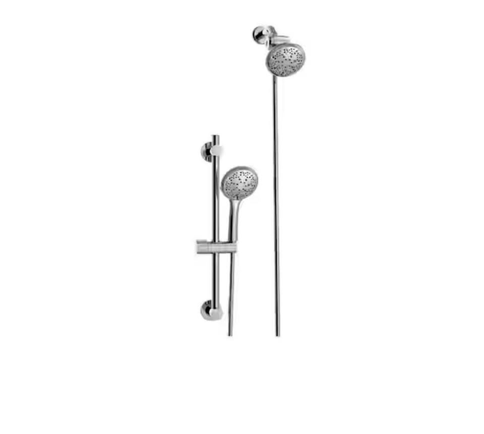 Glacier Bay Dual Shower Head Wall Bar 6-Spray 1.8 GPM Chrome 4.5”