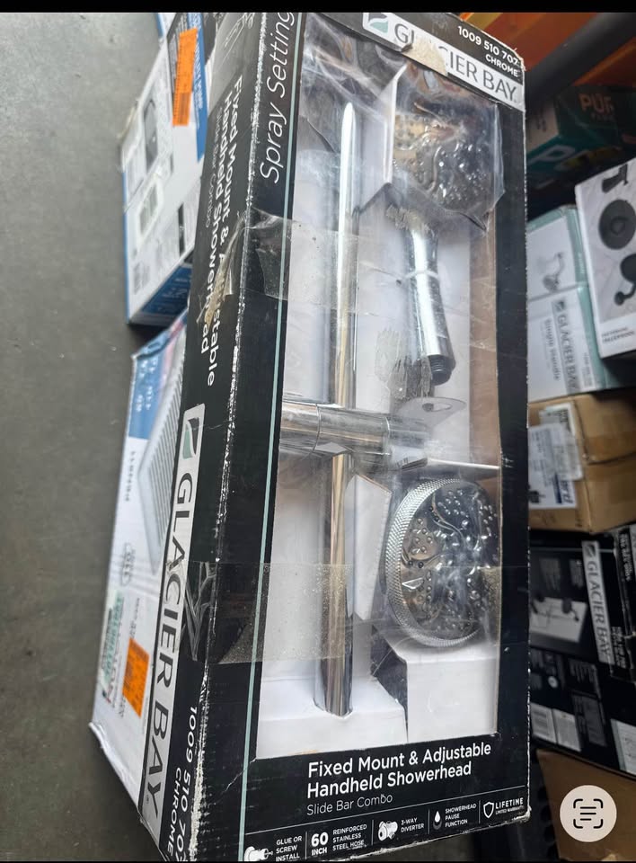 Glacier Bay Dual Shower Head Wall Bar 6-Spray 1.8 GPM Chrome 4.5”
