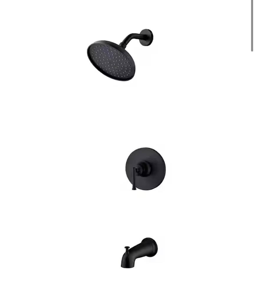 Glacier Bay Oswell Matte Black Tub & Shower Faucet Set