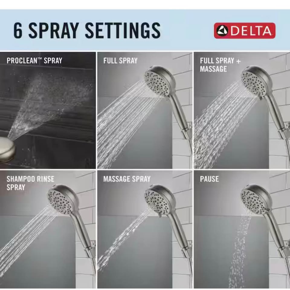 Delta ProClean 6-Spray Handheld Shower Head Brushed Nickel 1.75 GPM