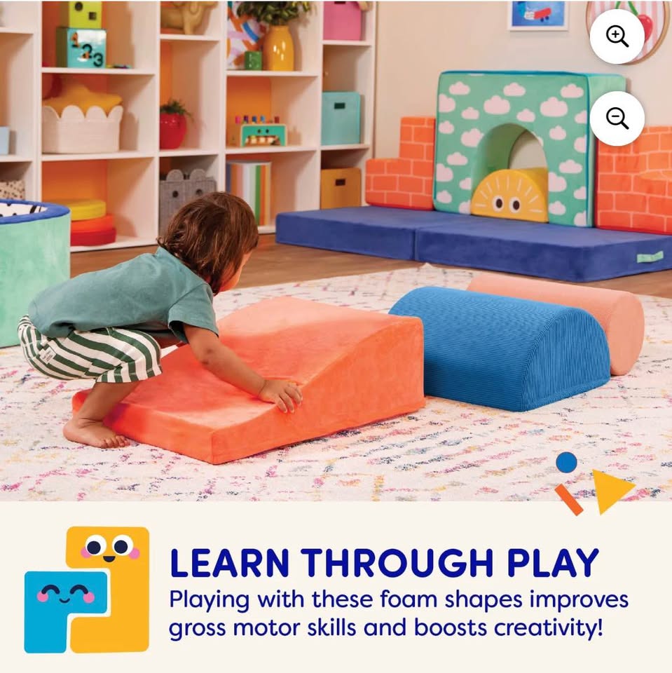 Battat Squishy Stack Rollers 3 Foam Multicolor Indoor Play Shapes, Toddler and Preschool Toys