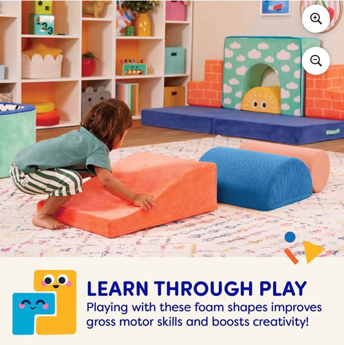 Battat Squishy Stack Rollers 3 Foam Multicolor Indoor Play Shapes, Toddler and Preschool Toys
