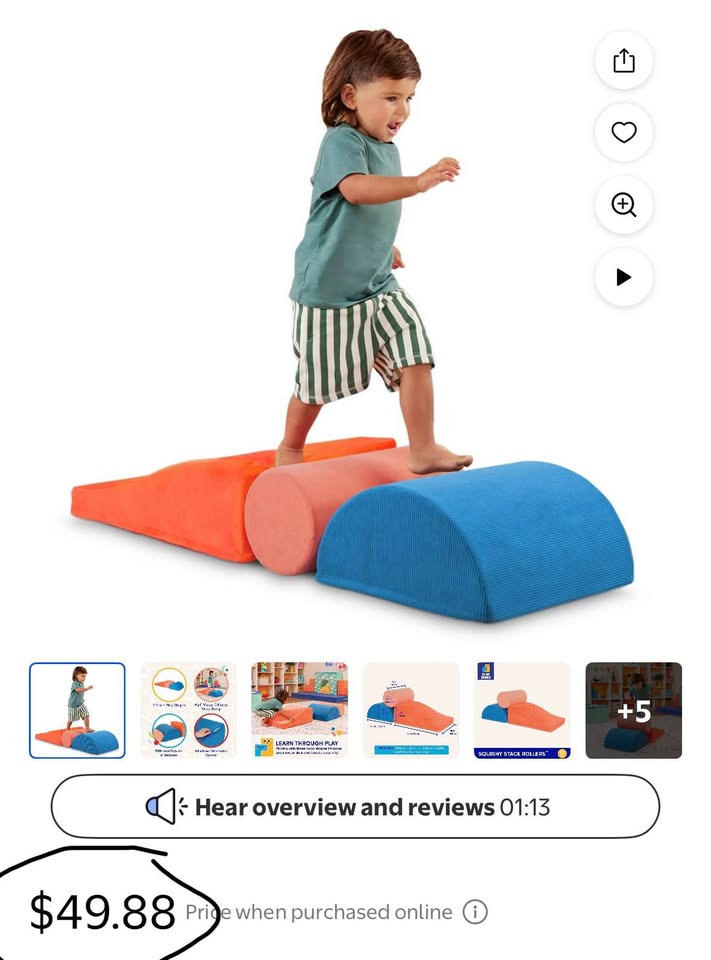 Battat Squishy Stack Rollers 3 Foam Multicolor Indoor Play Shapes, Toddler and Preschool Toys