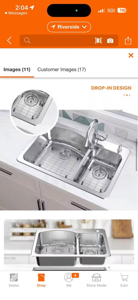 Glacier Bay Bratten 33 in. 60/40 Double Bowl Stainless Steel Kitchen Sink