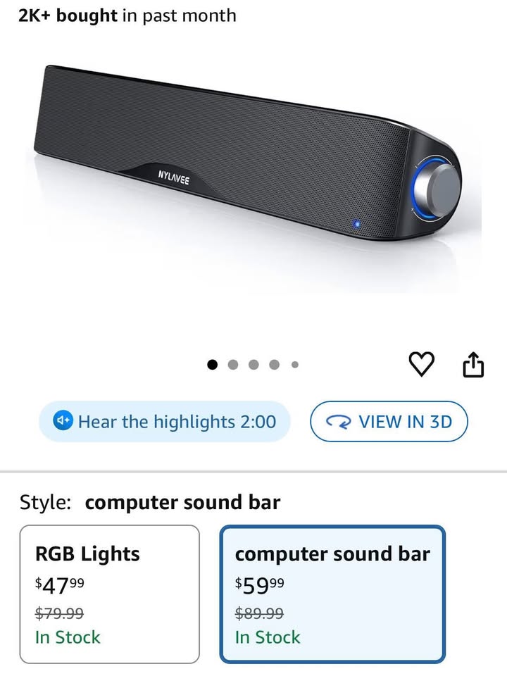 Bluetooth HiFi Computer Sound Bar with USB Power & 3.5mm Aux for PC/Laptop/Phones/Game Consoles