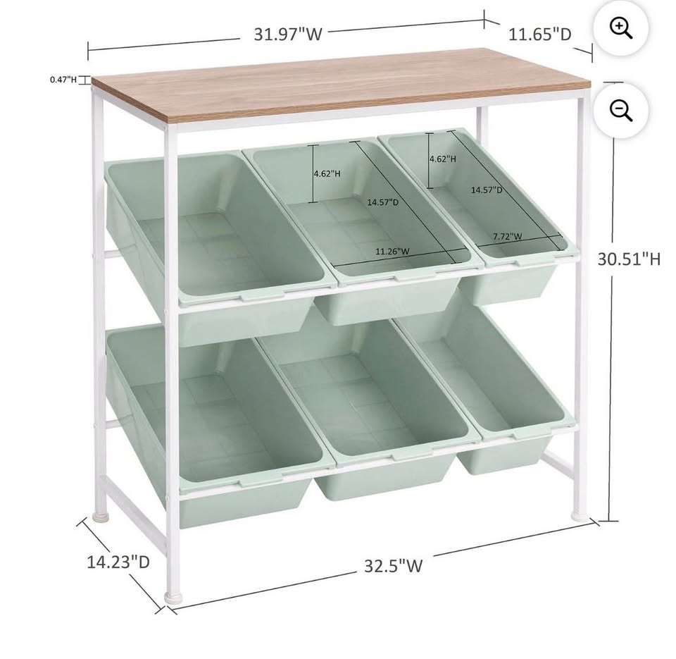 Seville Classics 6-Bin Organizer, 32.5" W x 14.23" D x 30.51" H
