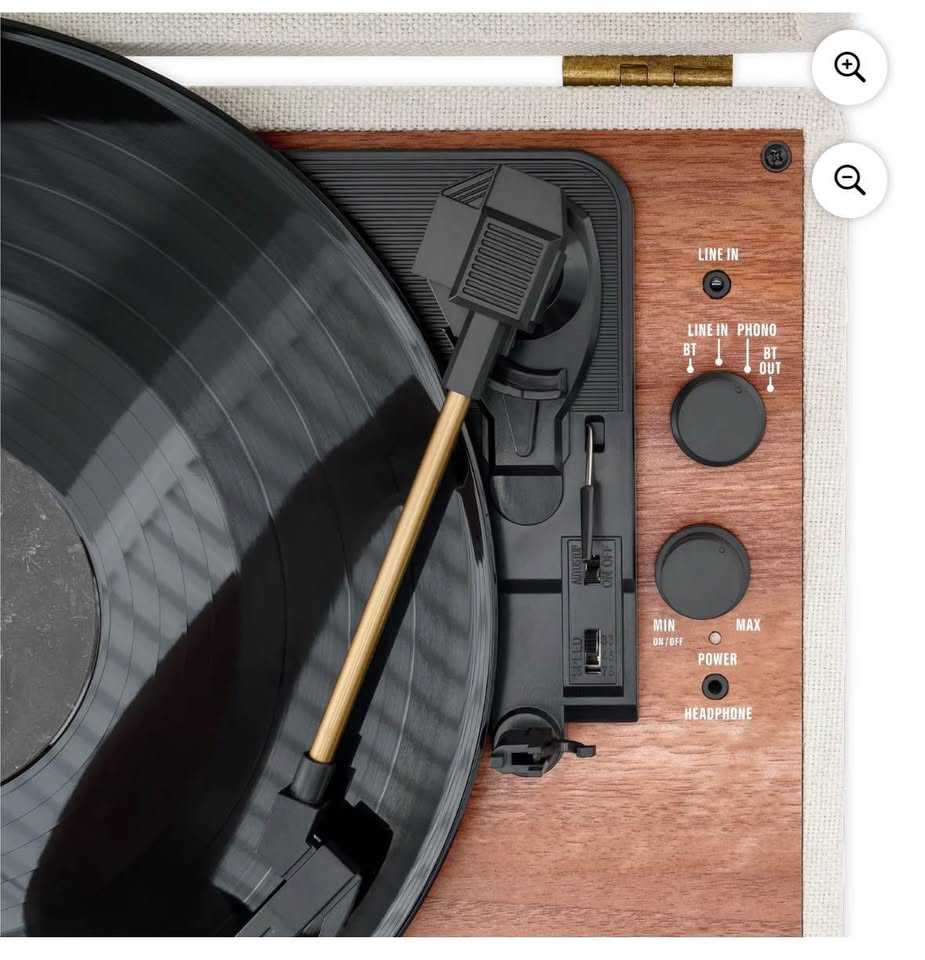 Victrola Venture Bluetooth Suitcase Record Player – Oak, 3-Speed