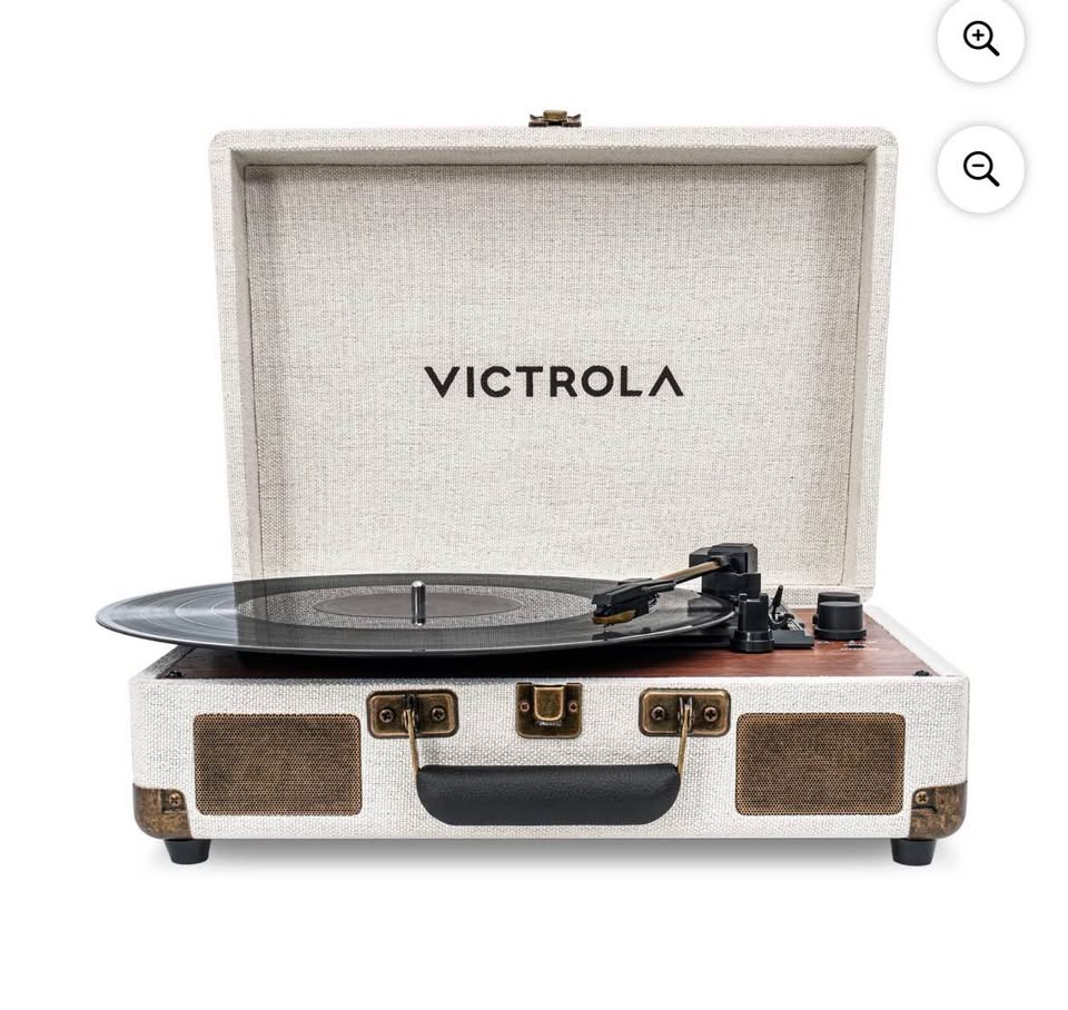Victrola Venture Bluetooth Suitcase Record Player – Oak, 3-Speed