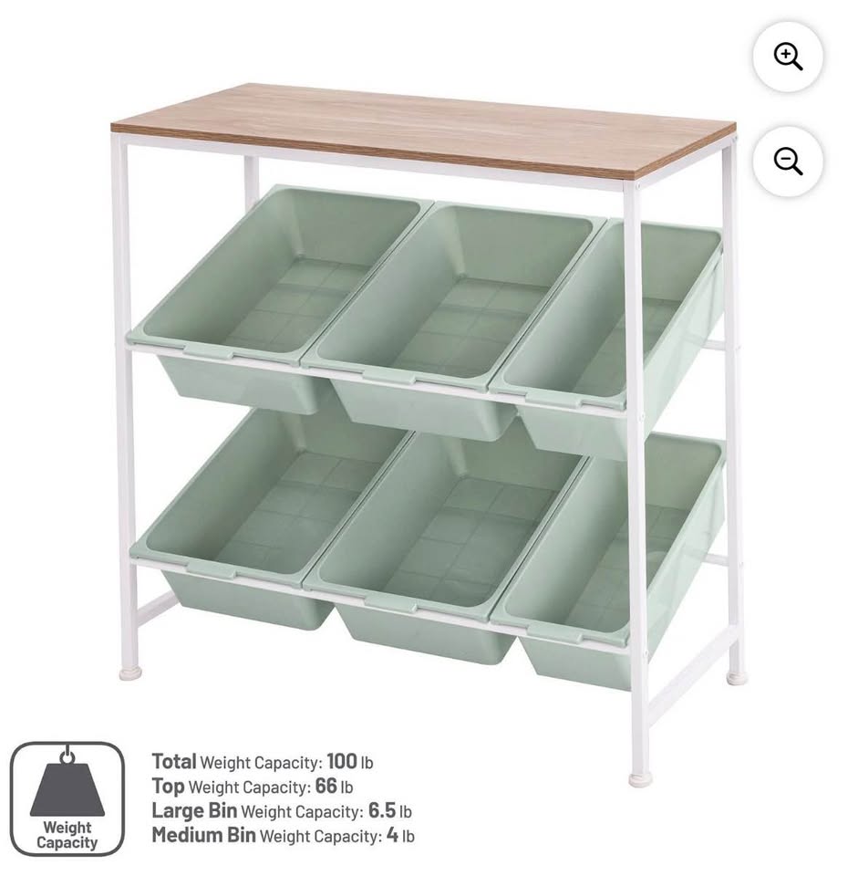 Seville Classics 6-Bin Organizer, 32.5" W x 14.23" D x 30.51" H
