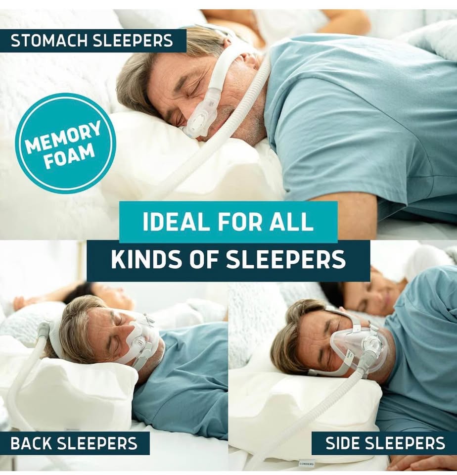 Lunderg CPAP Pillow (Medium-Firm) with Adjustable Height + 2 Pillowcases