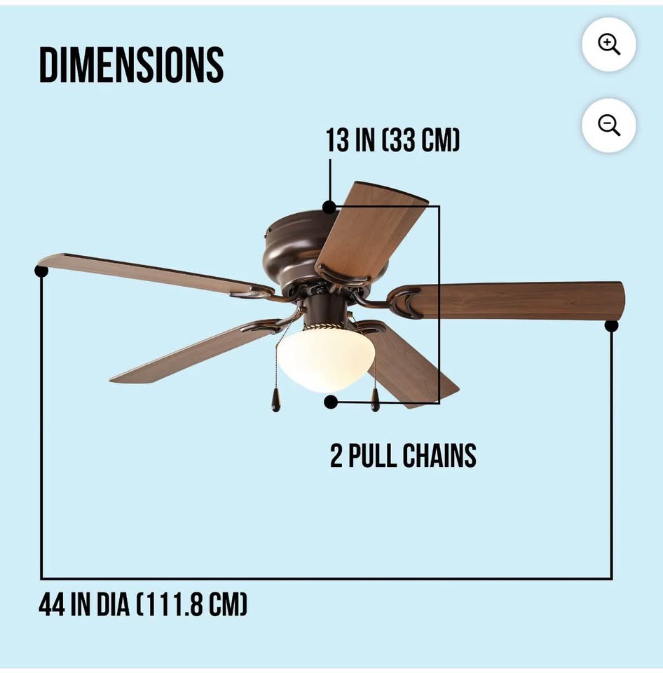 Mainstays 44” Ceiling Fan w/ Light – Bronze (Glass Cracked)