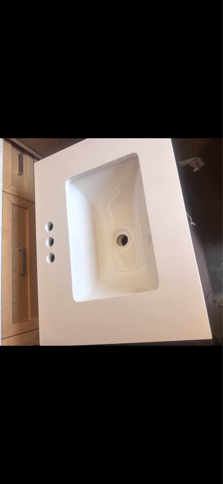 Glacier Bay Huckleberry 24” Spiced Walnut Bathroom Vanity w/ White Stone Top