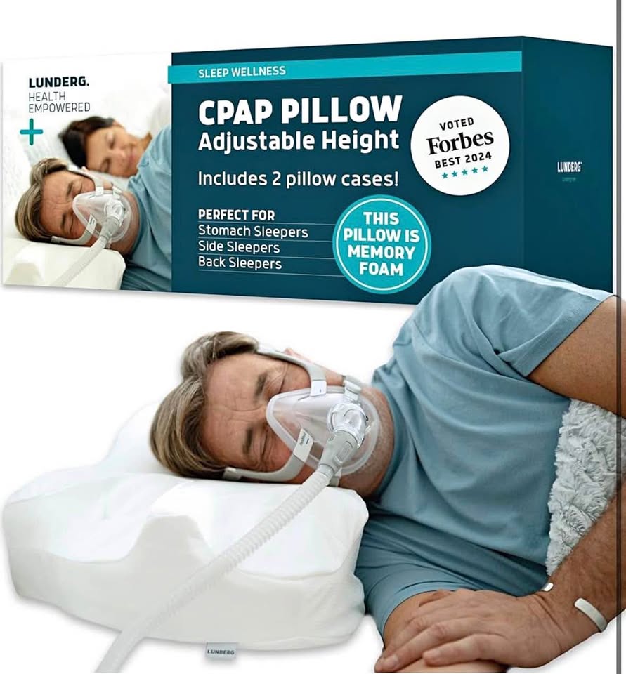 Lunderg CPAP Pillow (Medium-Firm) with Adjustable Height + 2 Pillowcases