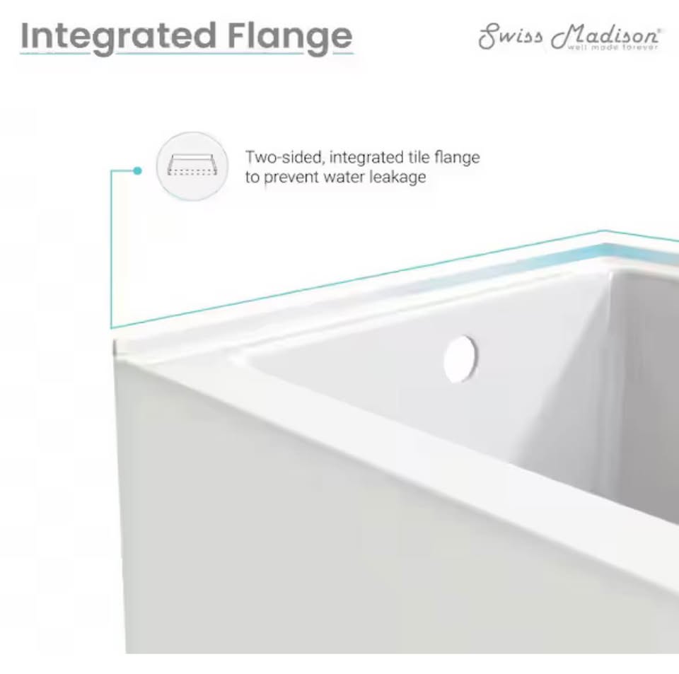 Swiss Madison Claire 60” Right-Hand Drain Acrylic Alcove Bathtub White