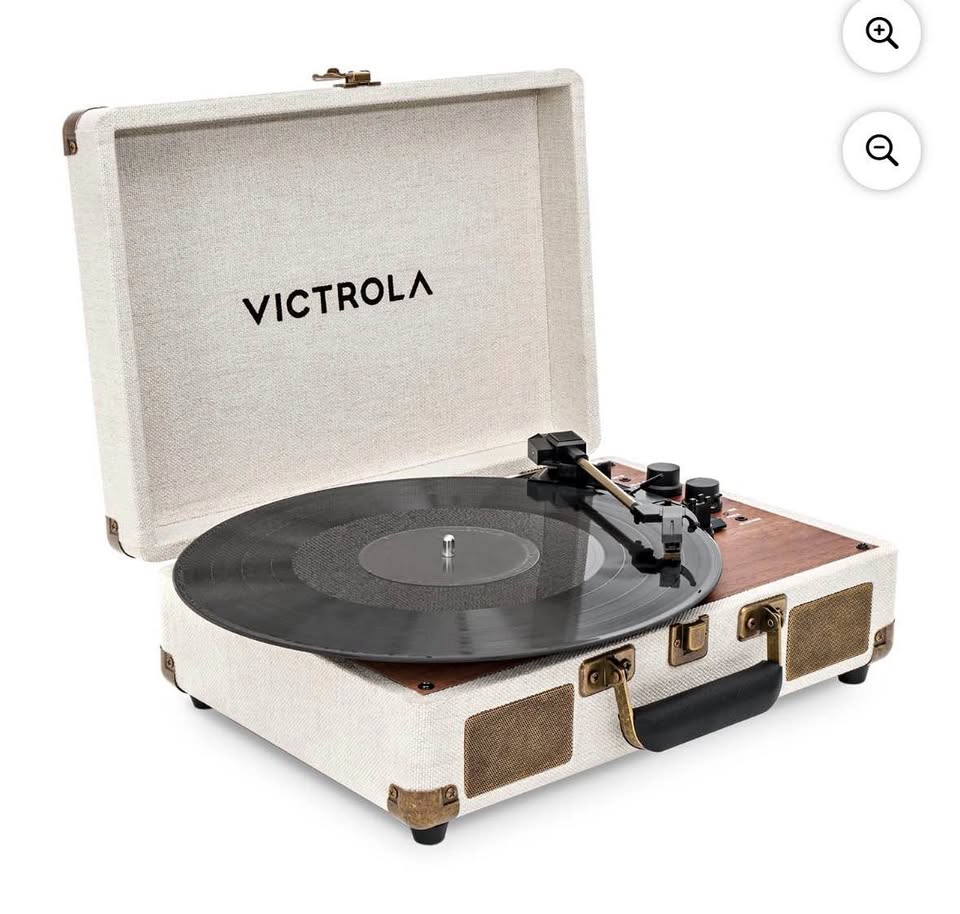 Victrola Venture Bluetooth Suitcase Record Player – Oak, 3-Speed
