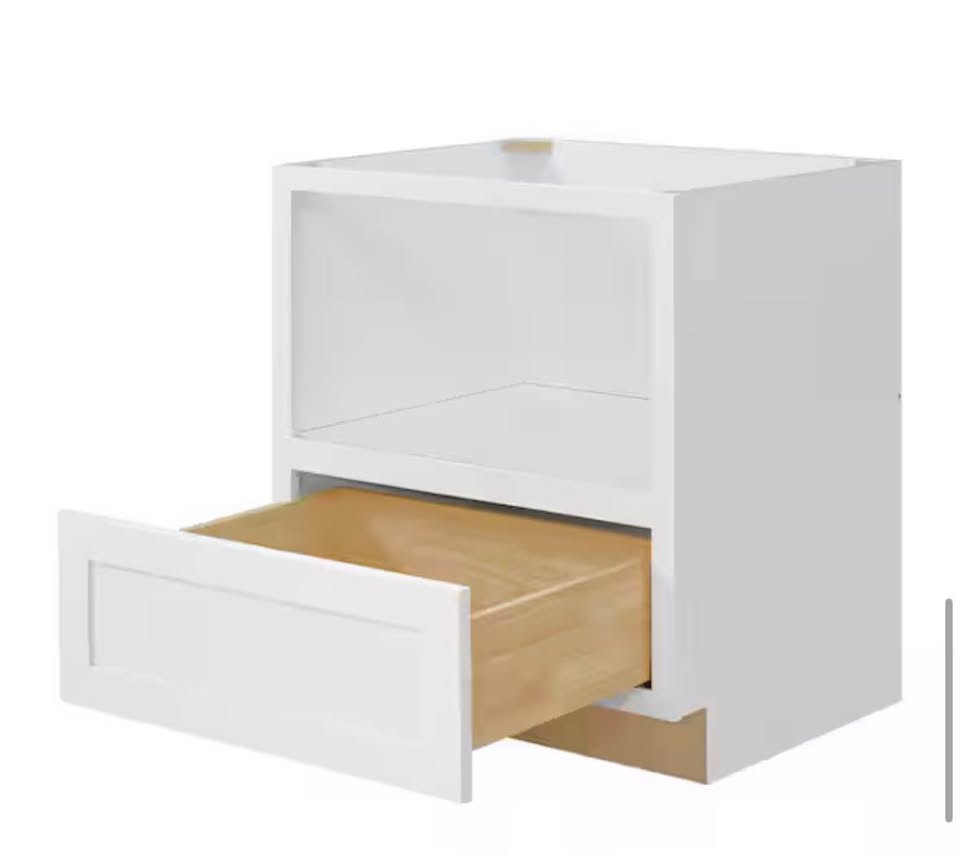 Hampton Bay Avondale 30” Shaker Microwave Base Cabinet – Alpine White