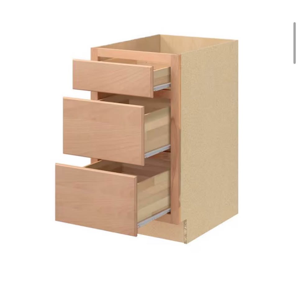 Hampton Bay 18” 3-Drawer Base Kitchen Cabinet
