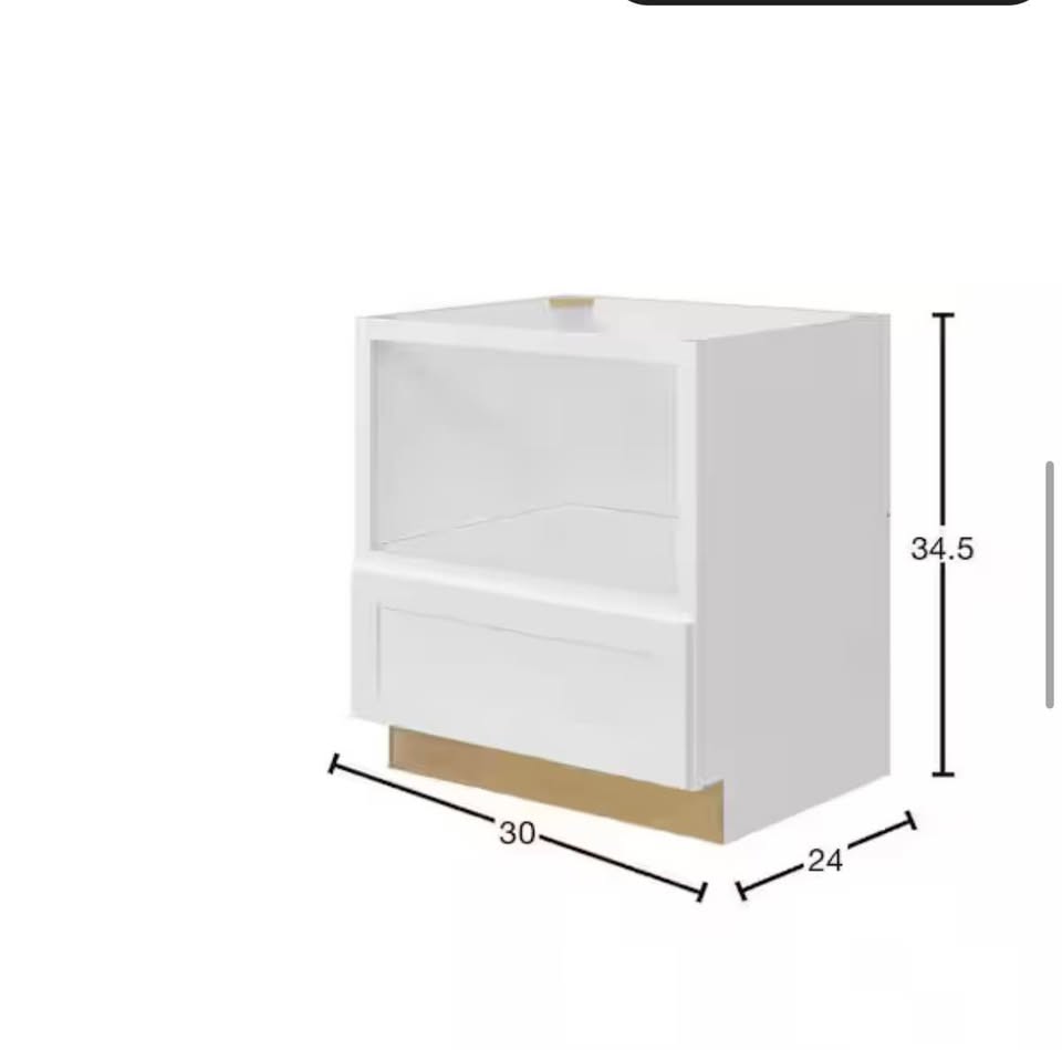 Hampton Bay Avondale 30” Shaker Microwave Base Cabinet – Alpine White