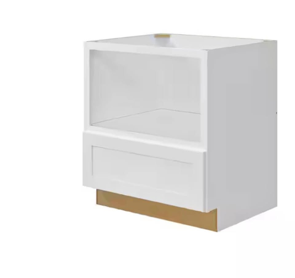 Hampton Bay Avondale 30” Shaker Microwave Base Cabinet – Alpine White