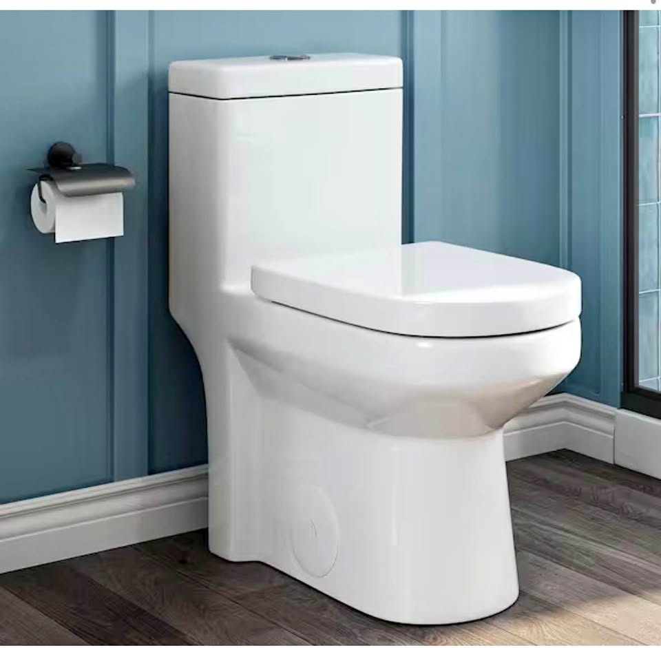 Hanikes Dual Flush One-Piece Round Toilet with Soft Close Seat White