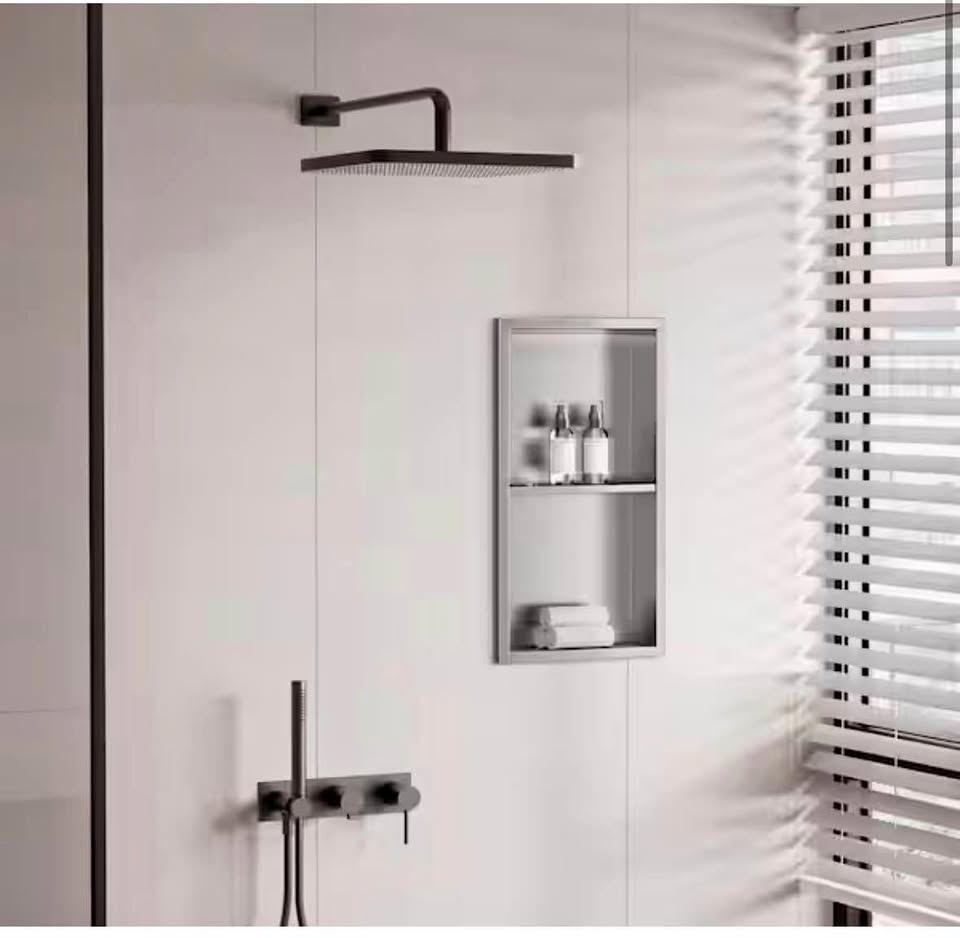 Yuaris Waterproof Recessed Shower Niche Shelf 12x24 Recessed Shelf Brushed Nickel