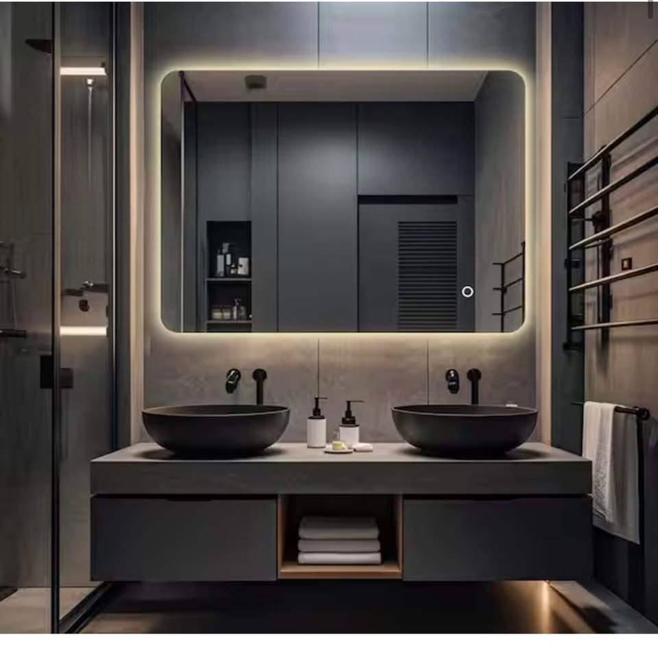 Sxiawe 30”x40” Frameless LED Bathroom Vanity Mirror, 3 Color Temps