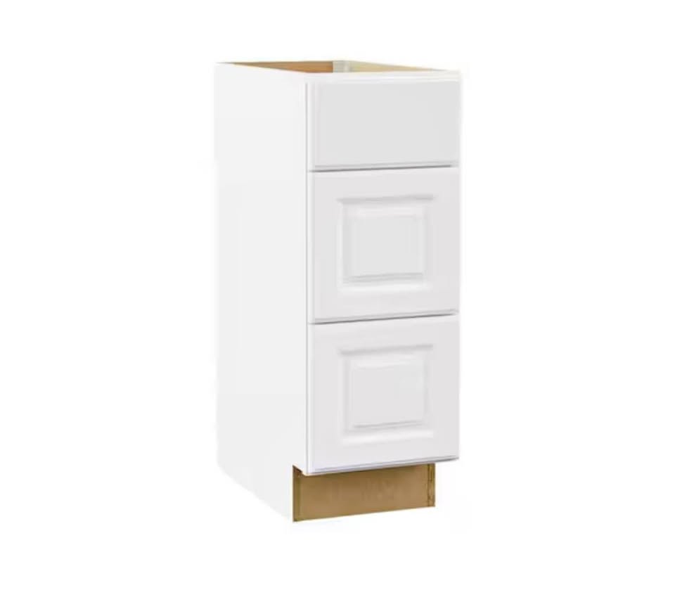 Hampton Bay 12” 3-Drawer Bathroom Cabinet Satin White