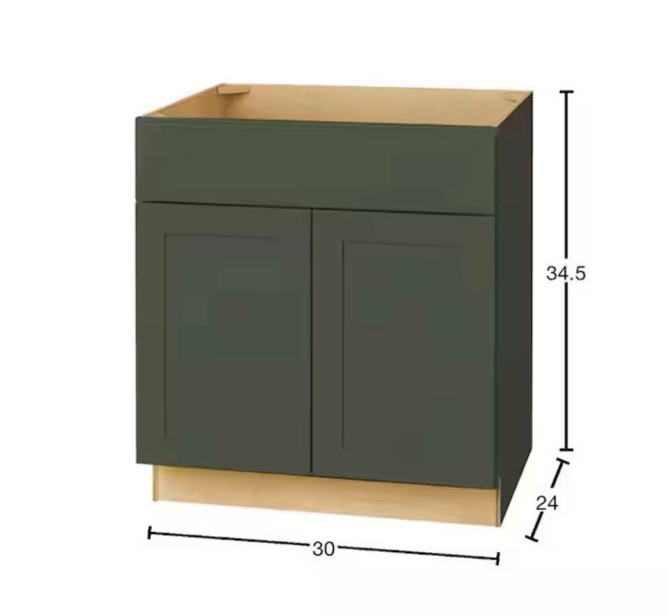 Hampton Bay 30” Fern Green Ready-to-Assemble Sink Base Cabinet