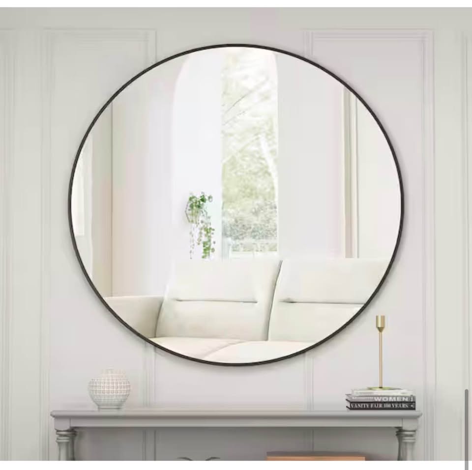 Seafuloy 38” Black Round Wall Mirror