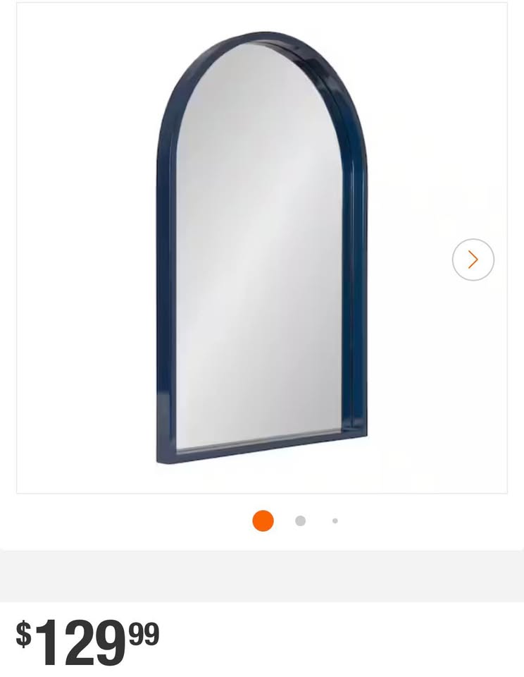 Kate and Laurel Travis Navy Blue 20 in. W x 30 in. H Arch MDF Wall Mirror