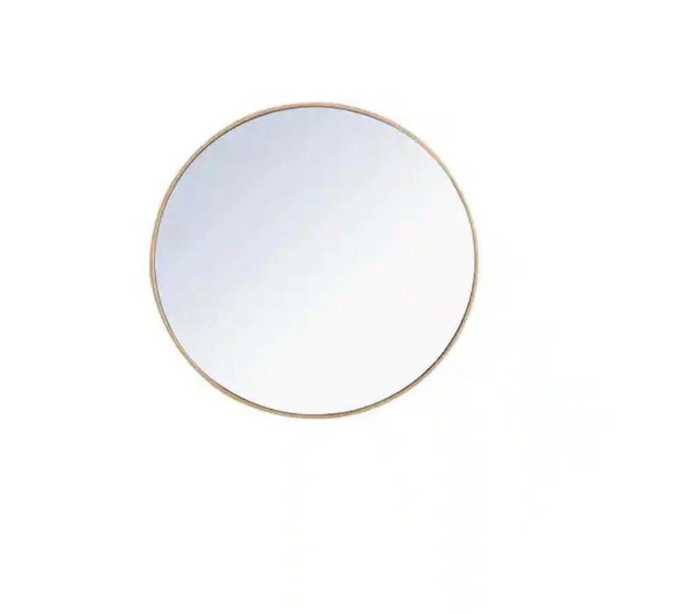 Brass 32 in. W x 32 in. H Round Vanity Mirror