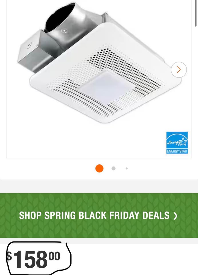 Panasonic WhisperThin LED 80-100 CFM Bathroom Exhaust Fan Low Profile