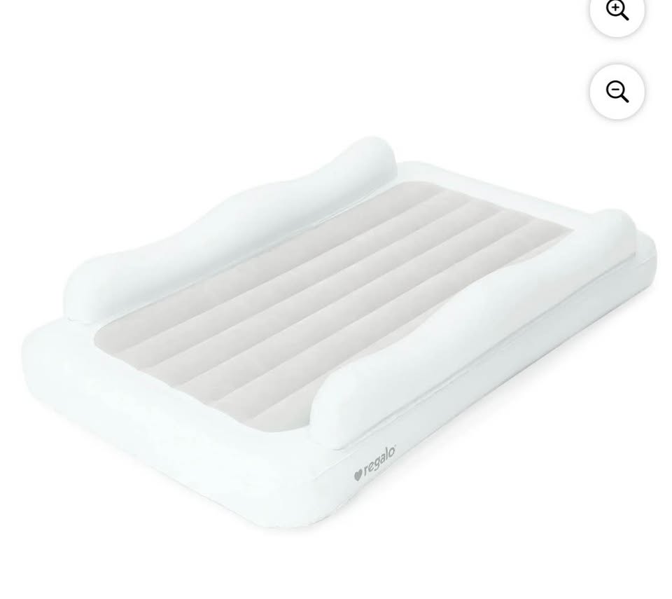 Regalo Inflatable Toddler Travel Bed with Safety Rails, Air Pump & Carry Bag, White