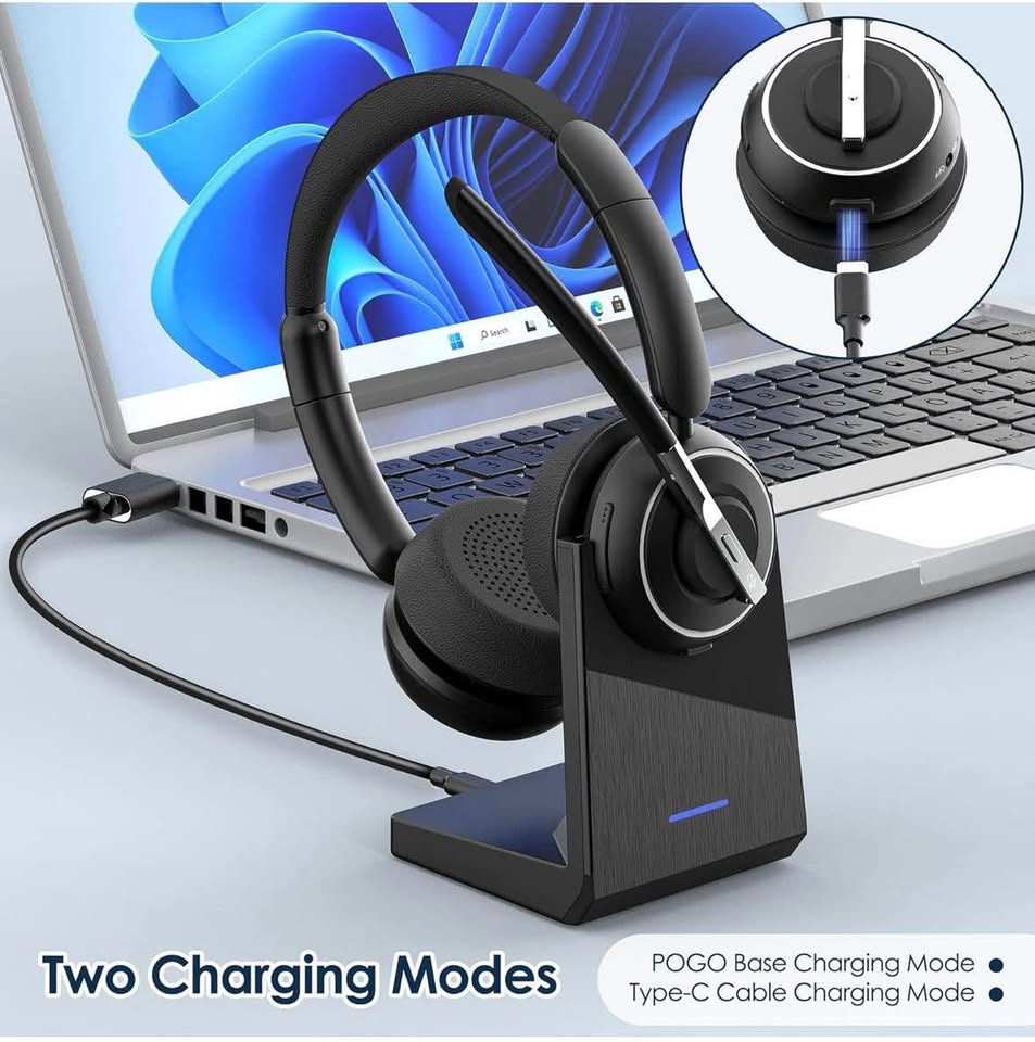 PrancyBt Wireless Headset – Noise Cancelling, USB Dongle, 35H Battery, HiFi Sound