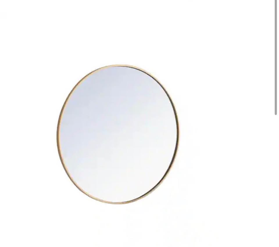 Brass 32 in. W x 32 in. H Round Vanity Mirror
