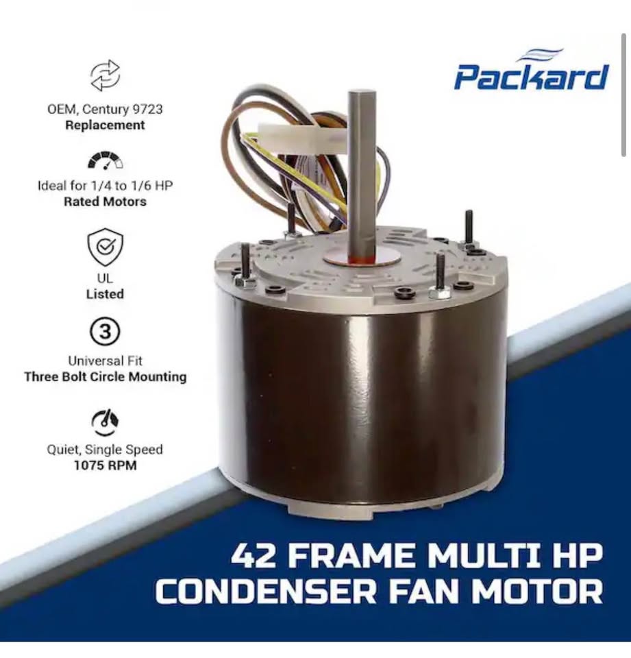 Packard 42-Frame Condenser Fan Motor 1/4-1/6HP 1075RPM 208-230V