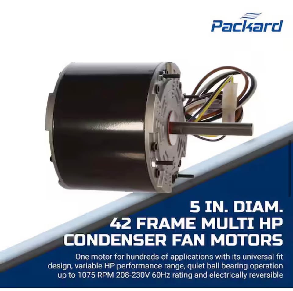 Packard 42-Frame Condenser Fan Motor 1/4-1/6HP 1075RPM 208-230V
