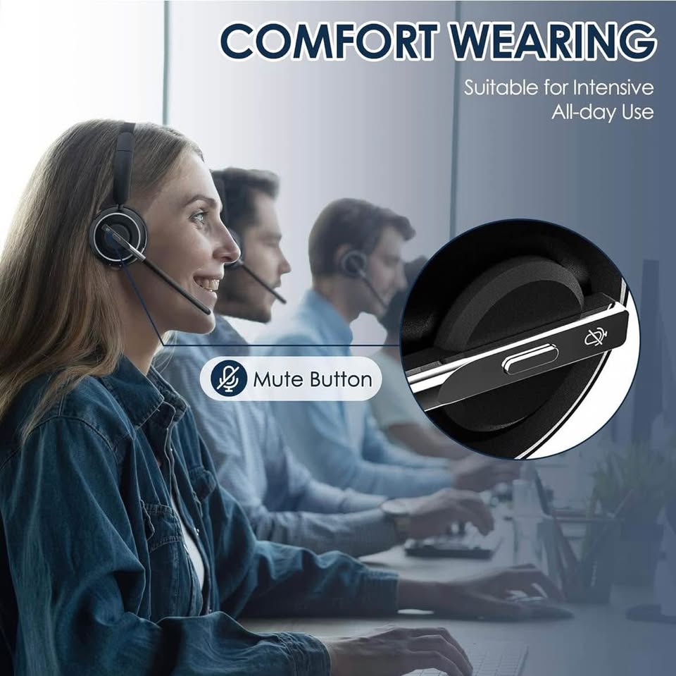 PrancyBt Wireless Headset – Noise Cancelling, USB Dongle, 35H Battery, HiFi Sound