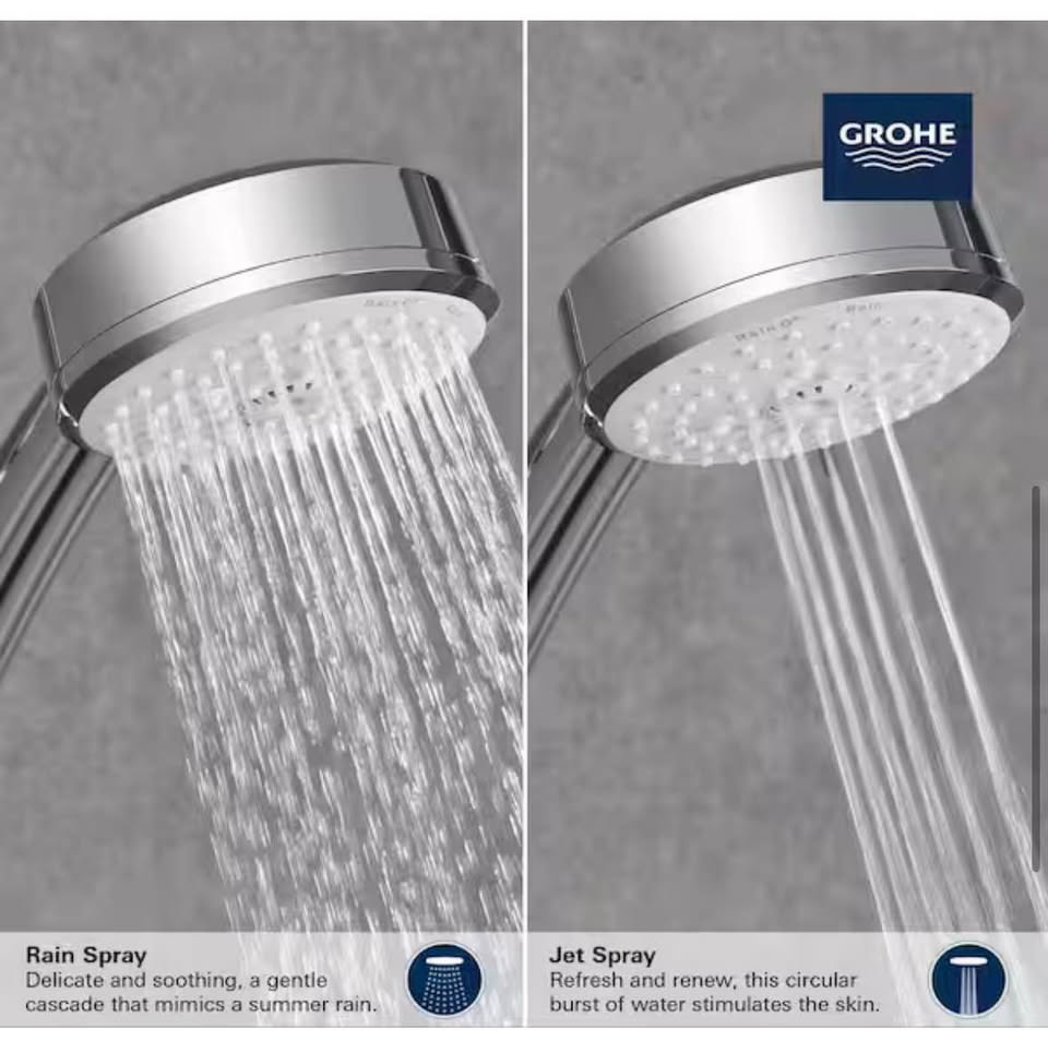 GROHE Tempesta 4 in. 2-Spray Handheld Shower Head Chrome