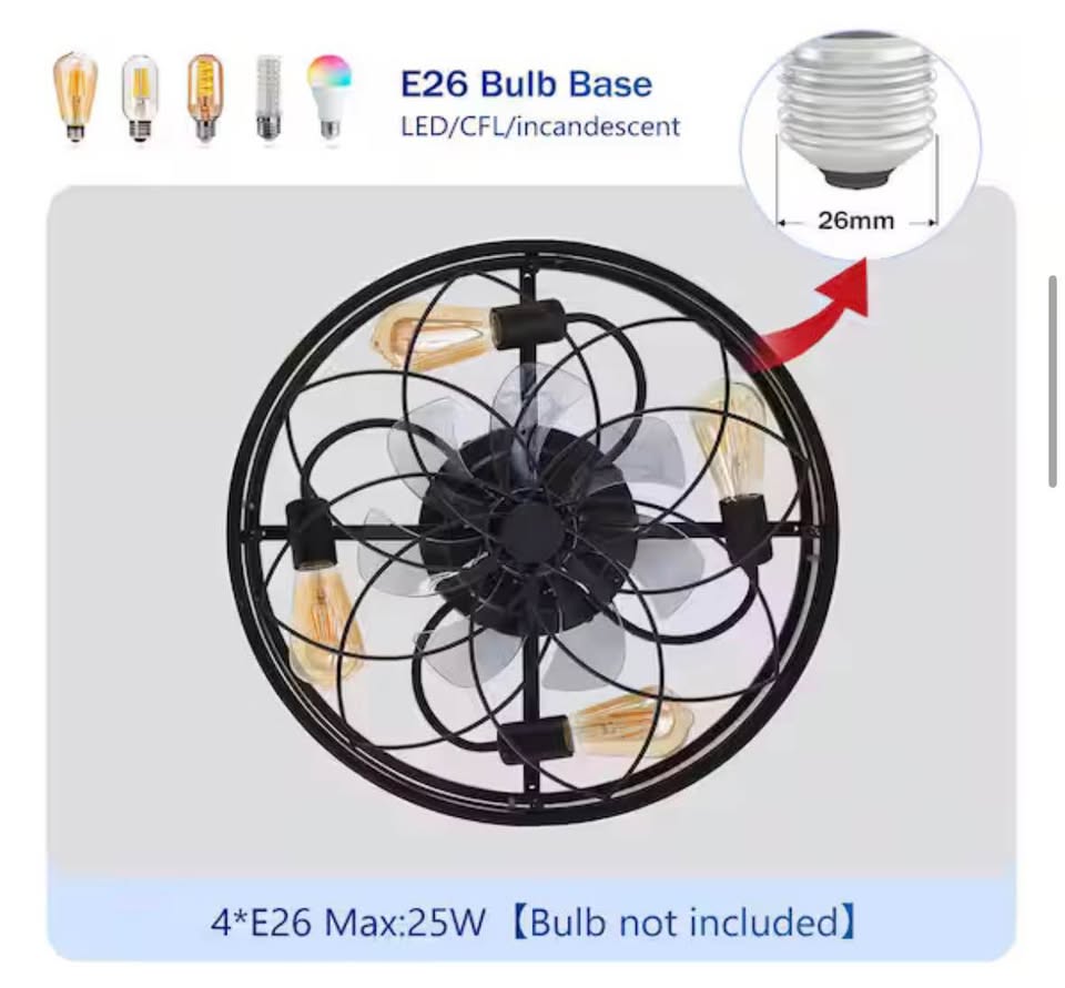Jushua 20” Beige Caged Ceiling Fan w/ Remote