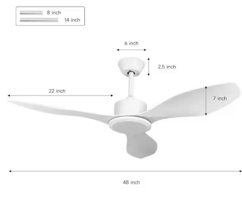 TOZING 48” Smart White Ceiling Fan w/ Remote