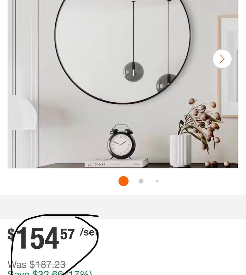 Seafuloy 38” Black Round Wall Mirror