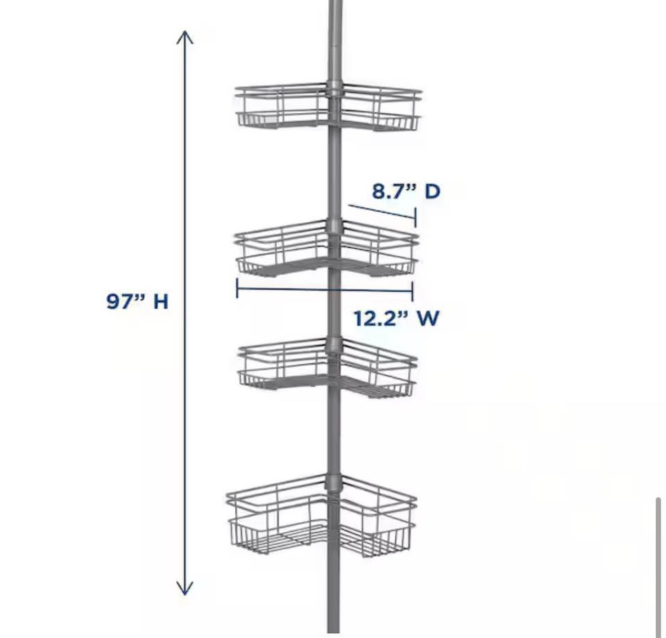 Glacier Bay Tension Pole Corner Shower Caddy in Satin Nickel
